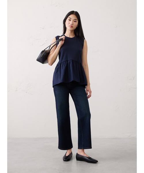 BANANA REPUBLIC FACTORY STORE(バナナリパブリック ファクトリーストア)の「BANANA REPUBLIC FACTORY STORE 日本限定 ミックスメディア ペプラムトップス(Tシャツ/カットソー・レディース・ネイビー/ホワイト・L/M/S/XS)」の5枚目の写真