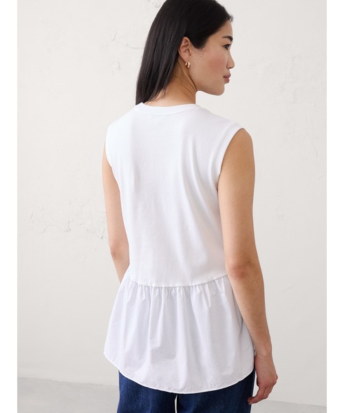 BANANA REPUBLIC FACTORY STORE(バナナリパブリック ファクトリーストア)の「BANANA REPUBLIC FACTORY STORE 日本限定 ミックスメディア ペプラムトップス(Tシャツ/カットソー・レディース・ネイビー/ホワイト・L/M/S/XS)」の4枚目の写真