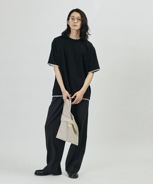 Firsthand（ファーストハンド）の「Firsthand/ファーストハンド ストライプ プリント キャンバス マルシェバッグ（トートバッグ・メンズ・オフホワイト/グリーン/ブラウン/ベージュ/オレンジ・ONE SIZE）」の2枚目の写真