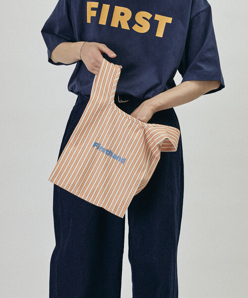 Firsthand（ファーストハンド）の「Firsthand/ファーストハンド ストライプ プリント キャンバス マルシェバッグ（トートバッグ・メンズ・オフホワイト/グリーン/ブラウン/ベージュ/オレンジ・ONE SIZE）」の5枚目の写真