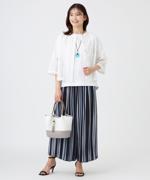 TRANS WORK（トランスワーク）の「【L】【ウォッシャブル】クロッシュケミカルレースコンビブラウス（シャツ/ブラウス・レディース・ブラウン系その他5/ブラック/オフホワイト・44/46）」の4枚目の写真