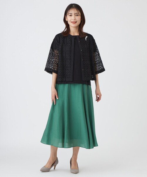 TRANS WORK（トランスワーク）の「【L】【ウォッシャブル】クロッシュケミカルレースコンビブラウス（シャツ/ブラウス・レディース・ブラウン系その他5/ブラック/オフホワイト・44/46）」の5枚目の写真