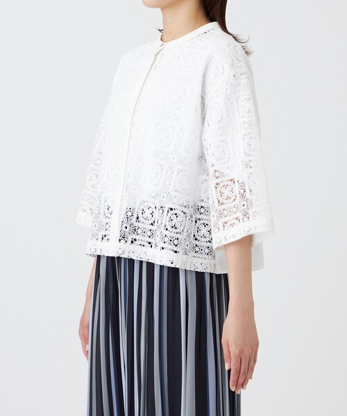 TRANS WORK（トランスワーク）の「【L】【ウォッシャブル】クロッシュケミカルレースコンビブラウス（シャツ/ブラウス・レディース・ブラウン系その他5/ブラック/オフホワイト・44/46）」の8枚目の写真