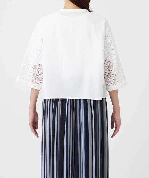 TRANS WORK（トランスワーク）の「【L】【ウォッシャブル】クロッシュケミカルレースコンビブラウス（シャツ/ブラウス・レディース・ブラウン系その他5/ブラック/オフホワイト・44/46）」の9枚目の写真