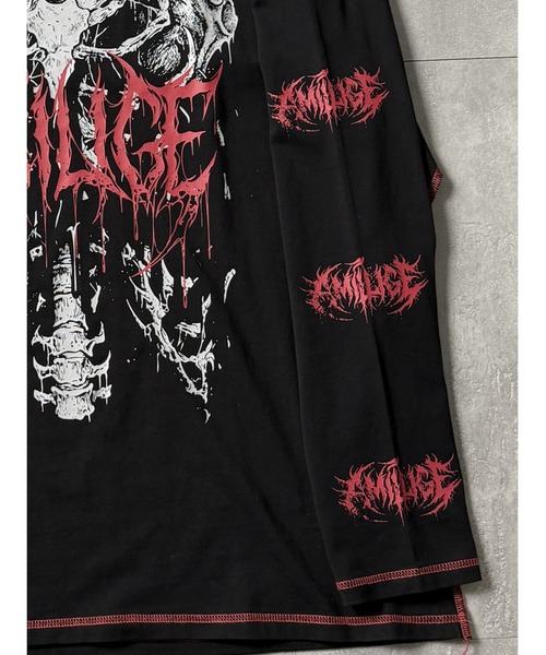 Amilige(アミリージュ)の「骨ロゴプリントチェーン付きロングTシャツ(Tシャツ/カットソー・レディース・ブラック×レッド/ブラック×パープル・FREE)」の17枚目の写真