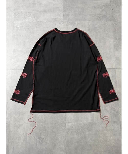 Amilige(アミリージュ)の「骨ロゴプリントチェーン付きロングTシャツ(Tシャツ/カットソー・レディース・ブラック×レッド/ブラック×パープル・FREE)」の18枚目の写真