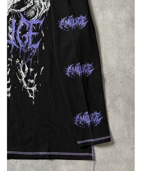 Amilige(アミリージュ)の「骨ロゴプリントチェーン付きロングTシャツ(Tシャツ/カットソー・レディース・ブラック×レッド/ブラック×パープル・FREE)」の21枚目の写真