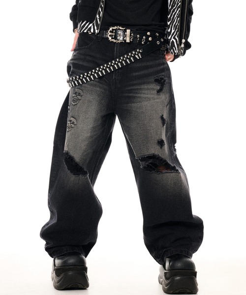 FUGA(フーガ)の「『FUGA/フーガ』FUGA × 2002 Skull Baggy Denim Pants(デニムパンツ・メンズ・ブラック・S/M/L)」の1枚目の写真