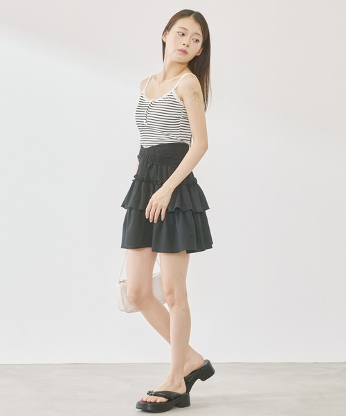 P.V.T(ピーブイティー)の「レースデザインヘンリーネックキャミ(キャミソール・レディース・Black/ホワイト系その他/ブラック系その他/ホワイト系その他2・F)」の21枚目の写真