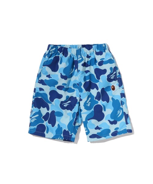 A BATHING APE(アベイシングエイプ)の「ABC CAMO APE HEAD ONE POINT BEACH SHORTS(その他パンツ・キッズ・ブルー/グリーン/ピンク・100/140/110/90/130/120)」の1枚目の写真