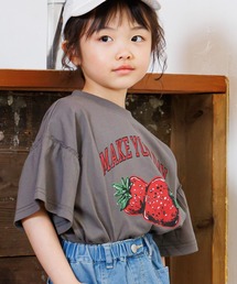 MAKE YOUR DAY | バナナイチゴロゴフリル袖Tシャツ(Tシャツ/カットソー)