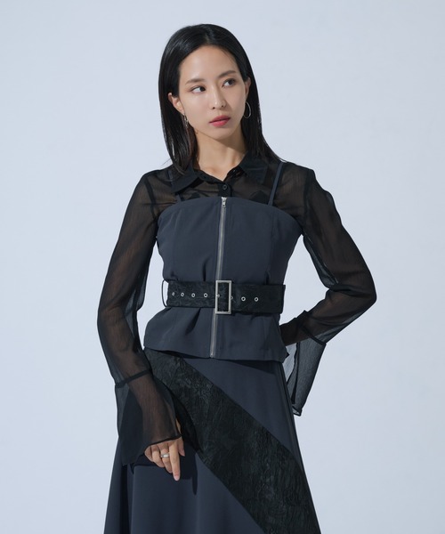 Ellno de Mavie(エルノデメヴィ)の「JQベルトZIPビスチェ/SETUP対応(キャミソール・レディース・ブラック/ブルーグレー・FREE)」の7枚目の写真