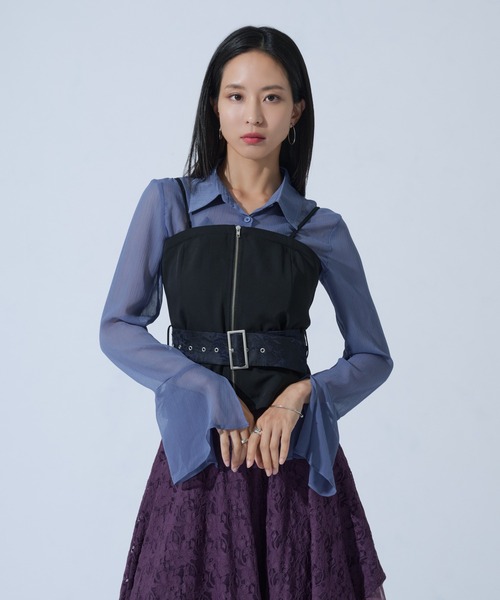 Ellno de Mavie(エルノデメヴィ)の「JQベルトZIPビスチェ/SETUP対応(キャミソール・レディース・ブラック/ブルーグレー・FREE)」の11枚目の写真