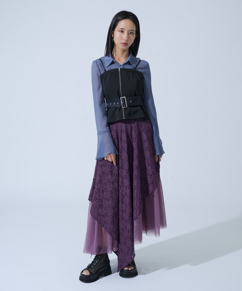 Ellno de Mavie(エルノデメヴィ)の「JQベルトZIPビスチェ/SETUP対応(キャミソール・レディース・ブラック/ブルーグレー・FREE)」の9枚目の写真
