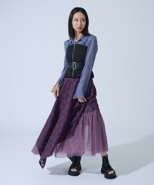 Ellno de Mavie(エルノデメヴィ)の「JQベルトZIPビスチェ/SETUP対応(キャミソール・レディース・ブラック/ブルーグレー・FREE)」の8枚目の写真