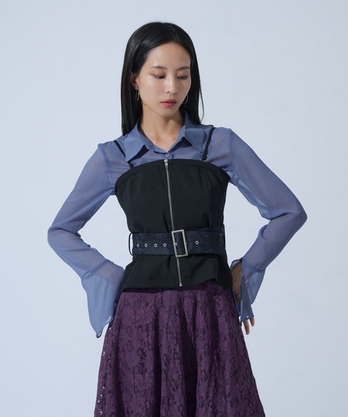 Ellno de Mavie(エルノデメヴィ)の「JQベルトZIPビスチェ/SETUP対応(キャミソール・レディース・ブラック/ブルーグレー・FREE)」の10枚目の写真