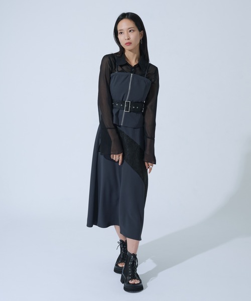 Ellno de Mavie(エルノデメヴィ)の「JQベルトZIPビスチェ/SETUP対応(キャミソール・レディース・ブラック/ブルーグレー・FREE)」の3枚目の写真
