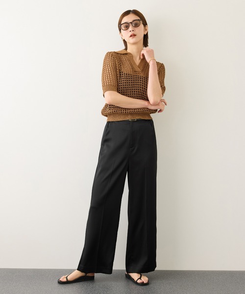ROPE'（ロペ）の「スキッパーポロ襟ニット(5分袖)/イージーケア（ニット/セーター・レディース・ブラック/グリーン/キャメル・FREE）」の6枚目の写真