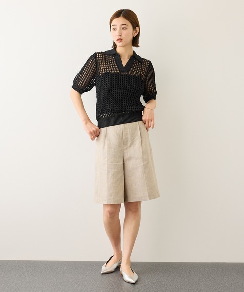 ROPE'（ロペ）の「スキッパーポロ襟ニット(5分袖)/イージーケア（ニット/セーター・レディース・ブラック/グリーン/キャメル・FREE）」の7枚目の写真