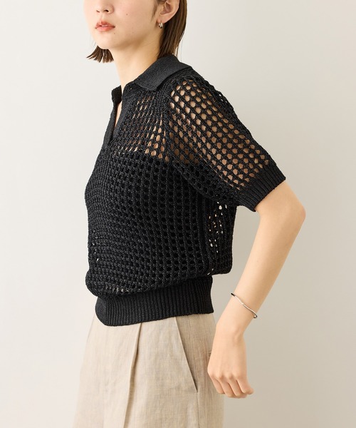 ROPE'（ロペ）の「スキッパーポロ襟ニット(5分袖)/イージーケア（ニット/セーター・レディース・ブラック/グリーン/キャメル・FREE）」の9枚目の写真