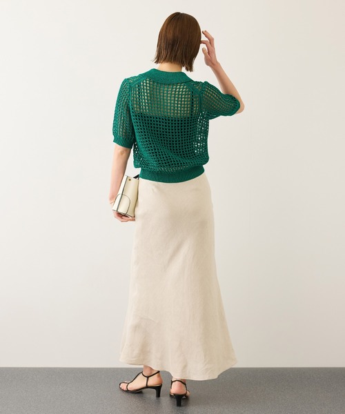 ROPE'（ロペ）の「スキッパーポロ襟ニット(5分袖)/イージーケア（ニット/セーター・レディース・ブラック/グリーン/キャメル・FREE）」の5枚目の写真