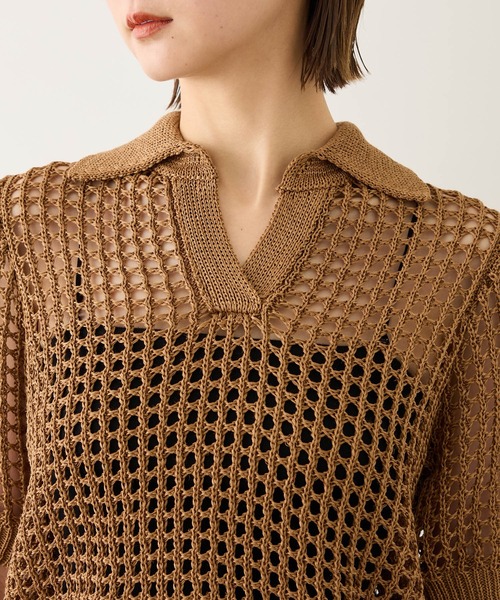 ROPE'（ロペ）の「スキッパーポロ襟ニット(5分袖)/イージーケア（ニット/セーター・レディース・ブラック/グリーン/キャメル・FREE）」の22枚目の写真
