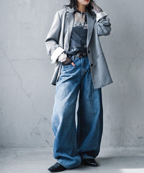 antiqua(アンティカ)の「ワイド カーデニムパンツ(デニムパンツ・レディース・ブルー系その他/ライトブルー・MEDIUM/LARGE/X-LARGE)」の8枚目の写真