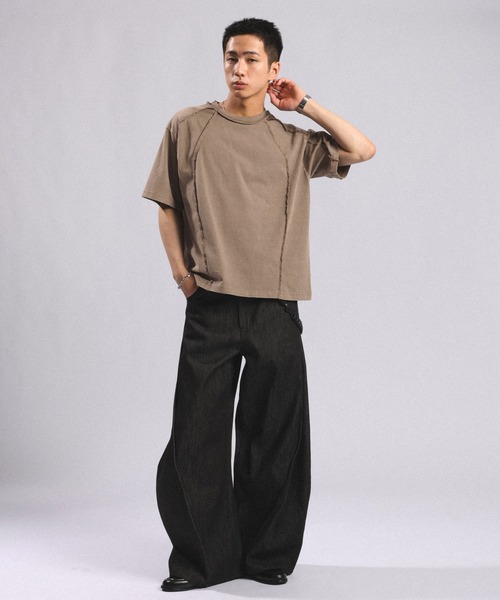 RAGEBLUE（レイジブルー）の「Switching design - Outseam COMPACT T-SHIRTS / スイッチアウトシームコンパクトＴシャツ（Tシャツ/カットソー・メンズ・ブラウン/ライトグレー/ダークグレー・MEDIUM/LARGE）」の18枚目の写真