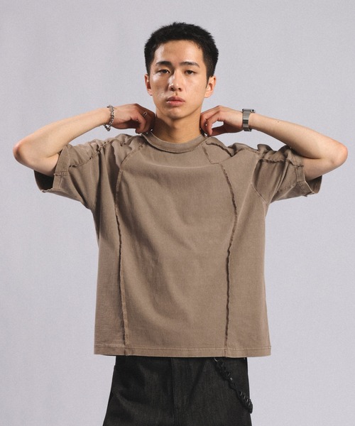 RAGEBLUE（レイジブルー）の「Switching design - Outseam COMPACT T-SHIRTS / スイッチアウトシームコンパクトＴシャツ（Tシャツ/カットソー・メンズ・ブラウン/ライトグレー/ダークグレー・MEDIUM/LARGE）」の21枚目の写真
