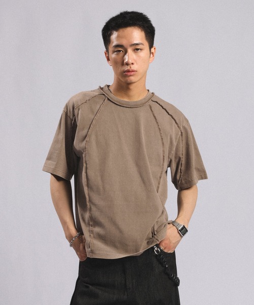 RAGEBLUE（レイジブルー）の「Switching design - Outseam COMPACT T-SHIRTS / スイッチアウトシームコンパクトＴシャツ（Tシャツ/カットソー・メンズ・ブラウン/ライトグレー/ダークグレー・MEDIUM/LARGE）」の22枚目の写真