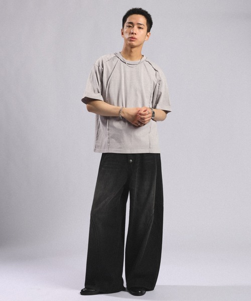 RAGEBLUE（レイジブルー）の「Switching design - Outseam COMPACT T-SHIRTS / スイッチアウトシームコンパクトＴシャツ（Tシャツ/カットソー・メンズ・ブラウン/ライトグレー/ダークグレー・MEDIUM/LARGE）」の12枚目の写真