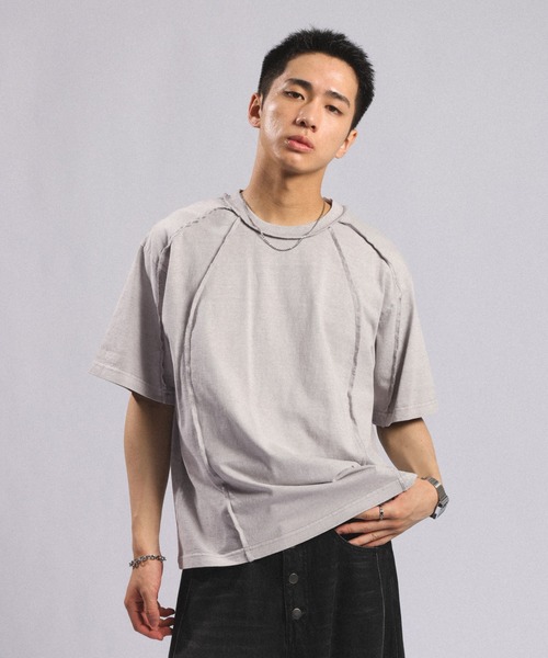 RAGEBLUE（レイジブルー）の「Switching design - Outseam COMPACT T-SHIRTS / スイッチアウトシームコンパクトＴシャツ（Tシャツ/カットソー・メンズ・ブラウン/ライトグレー/ダークグレー・MEDIUM/LARGE）」の15枚目の写真