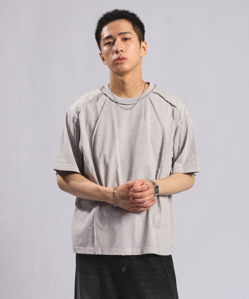 RAGEBLUE（レイジブルー）の「Switching design - Outseam COMPACT T-SHIRTS / スイッチアウトシームコンパクトＴシャツ（Tシャツ/カットソー・メンズ・ブラウン/ライトグレー/ダークグレー・MEDIUM/LARGE）」の16枚目の写真