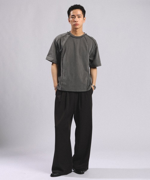 RAGEBLUE（レイジブルー）の「Switching design - Outseam COMPACT T-SHIRTS / スイッチアウトシームコンパクトＴシャツ（Tシャツ/カットソー・メンズ・ブラウン/ライトグレー/ダークグレー・MEDIUM/LARGE）」の4枚目の写真