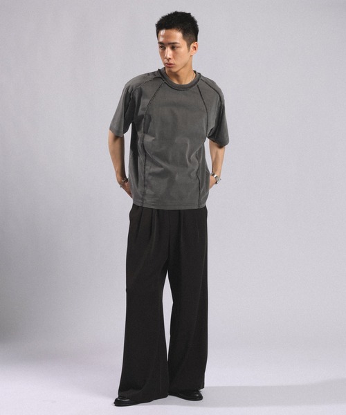 RAGEBLUE（レイジブルー）の「Switching design - Outseam COMPACT T-SHIRTS / スイッチアウトシームコンパクトＴシャツ（Tシャツ/カットソー・メンズ・ブラウン/ライトグレー/ダークグレー・MEDIUM/LARGE）」の5枚目の写真