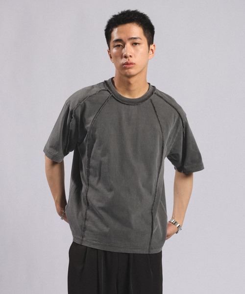 RAGEBLUE（レイジブルー）の「Switching design - Outseam COMPACT T-SHIRTS / スイッチアウトシームコンパクトＴシャツ（Tシャツ/カットソー・メンズ・ブラウン/ライトグレー/ダークグレー・MEDIUM/LARGE）」の8枚目の写真