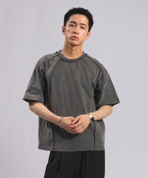 RAGEBLUE（レイジブルー）の「Switching design - Outseam COMPACT T-SHIRTS / スイッチアウトシームコンパクトＴシャツ（Tシャツ/カットソー・メンズ・ブラウン/ライトグレー/ダークグレー・MEDIUM/LARGE）」の9枚目の写真