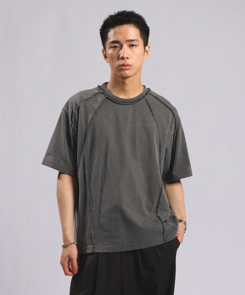 RAGEBLUE（レイジブルー）の「Switching design - Outseam COMPACT T-SHIRTS / スイッチアウトシームコンパクトＴシャツ（Tシャツ/カットソー・メンズ・ブラウン/ライトグレー/ダークグレー・MEDIUM/LARGE）」の7枚目の写真