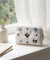 colleca la（コレカラ）の「ねこ柄刺繍ポーチ（ポーチ）」
