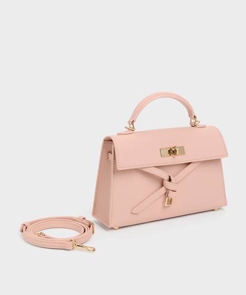 CHARLES & KEITH(チャールズ & キース)の「Tricha トリチャ ノッテッドベルト トップハンドルバッグ(ハンドバッグ・レディース・ブラック/ピンク/ベージュ系その他6・S)」の8枚目の写真