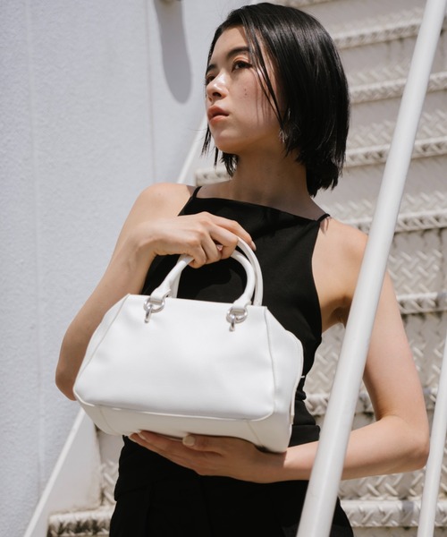 フェイクレザー2wayミニボストンバッグ/500mlペットボトル収納可能