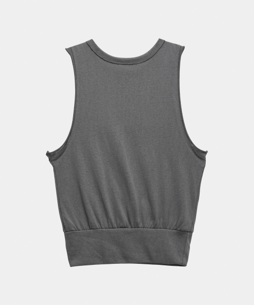 ETRE AU SOMMET（エトレオソメ）の「Two-Line Button Short Sleeveless (Charcoal)（Tシャツ/カットソー・レディース・その他・FREE）」の5枚目の写真