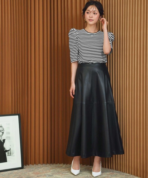ELFRANK(エルフランク)の「パワーショルダー五分袖ボーダーTシャツ カットソー《着用動画あり》(Tシャツ/カットソー・レディース・レッド/ネイビー/グレー/ブラック・L/M)」の11枚目の写真
