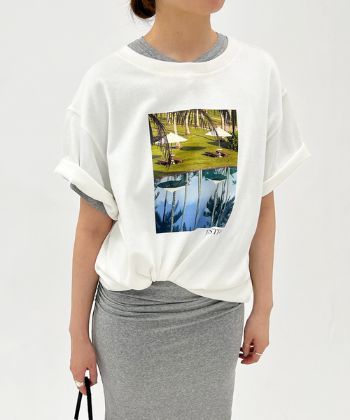 EDIT. FOR LULU(エディットフォールル)の「【ESTHE/エステ】Poolside Print Cotton T Shirt(Tシャツ/カットソー・レディース・ホワイト・FREE)」の1枚目の写真