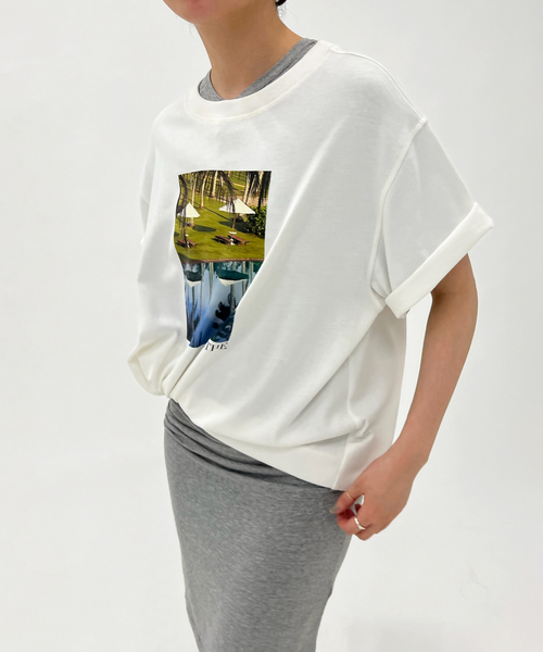 EDIT. FOR LULU(エディットフォールル)の「【ESTHE/エステ】Poolside Print Cotton T Shirt(Tシャツ/カットソー・レディース・ホワイト・FREE)」の2枚目の写真