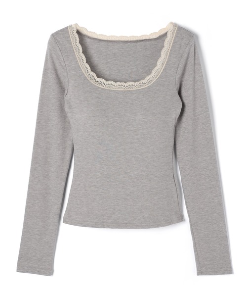 M DOLLY(エムドリー)の「Lace trim Claire tops / レーストリムクレアトップス(Tシャツ/カットソー・レディース・グレー/ピンク/アイボリー・FREE)」の22枚目の写真