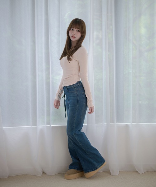 M DOLLY(エムドリー)の「Lace trim Claire tops / レーストリムクレアトップス(Tシャツ/カットソー・レディース・グレー/ピンク/アイボリー・FREE)」の19枚目の写真