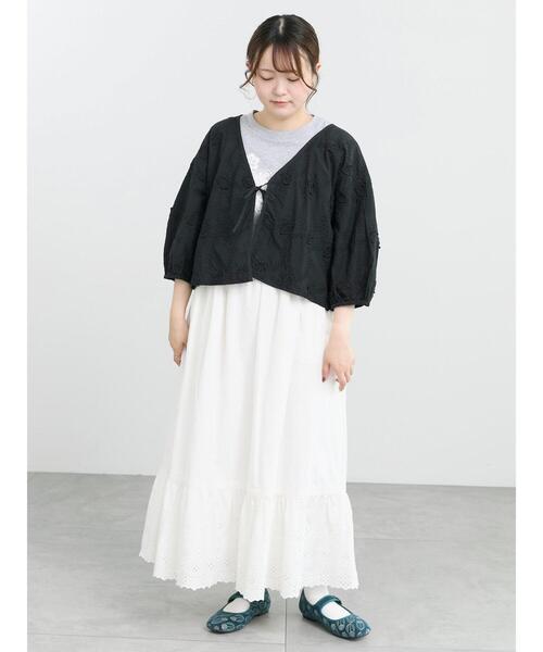 Samansa Mos2(サマンサ モスモス)の「【販路限定】裾レース切替ギャザースカート(スカート・レディース・オフホワイト/ブラック/ミント・F)」の13枚目の写真