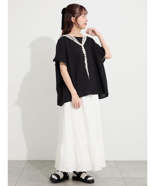 Samansa Mos2(サマンサ モスモス)の「【販路限定】裾レース切替ギャザースカート(スカート・レディース・オフホワイト/ブラック/ミント・F)」の16枚目の写真