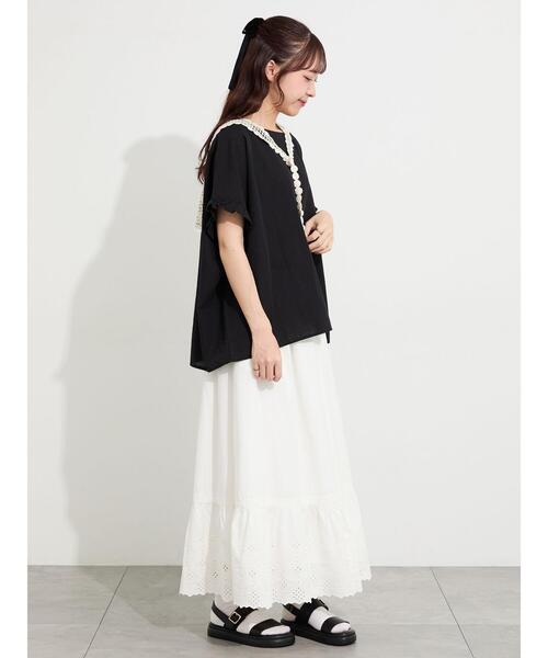 Samansa Mos2(サマンサ モスモス)の「【販路限定】裾レース切替ギャザースカート(スカート・レディース・オフホワイト/ブラック/ミント・F)」の17枚目の写真